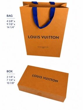 Louis Vuitton LV Orange Magnetic Gift Box and Shopping Bag w/Blue Ribbon Handles